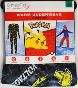 ClimateRight by Cuddl Duds Boys Pokemon Warm Underwear Size L 10/12 BRAND NEW - Picture 1 of 4