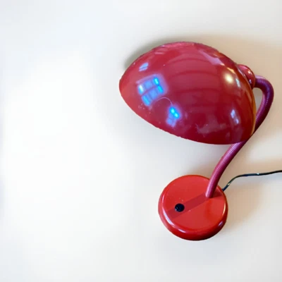 Schreibtischlampe Vintage Old School E27, 60er MAND Leuchtenfabrik, Rot, Kuppel - Bild 1 von 4