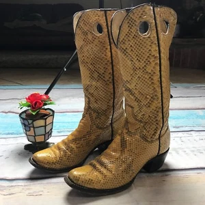 Vintage Paul Bond Ladies 6 Narrow Western SNAKESKIN Full Boot Stacked Heel BOOTS - Picture 1 of 10