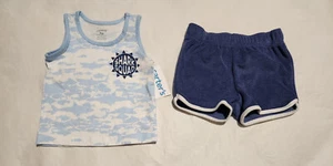 NWT Carter's Shark Tank Top Terry Shorts Outfit 2PC Set Baby Boy - Picture 1 of 1
