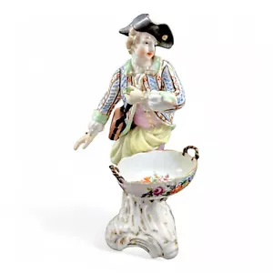 Antike KPM Porzellan Rokoko Figur Mann mit Süßwarenkorb Schale, um 1790 - Bild 1 von 13