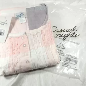 Casual Nights Women's Flannel Long Sleeve Nightgown Grey/Pink Plaid 4XL (26/28) - Picture 1 of 5