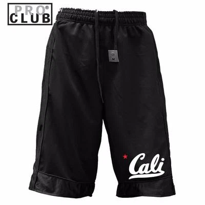 NUEVOS PANTALONES CORTOS DE MALLA DE BALONCESTO DE PESO PESADO DIVERTIDOS CALI ESTAMPADOS PROCLUB para hombre Foto 1 de 4