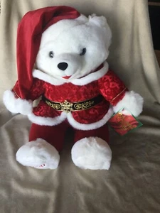 Walmart 2000 Navidad Copo de Nieve Oso de Peluche Niña Blanca 22" Rojo/Verde Conjunto Bonito - Imagen 1 de 3