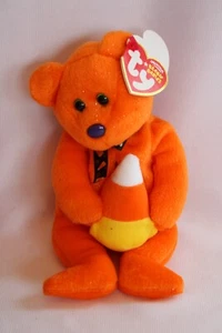 TY BEANIE BABY HALLOWEEN "TREATOR ORANGE BEAR w/ CANDY CORN" -w/TAG - Picture 1 of 4