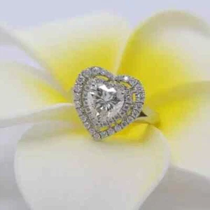 2.50 CT Heart Cut Simulated Diamond Women's Ring 14K White Gold Plated - Picture 1 of 6