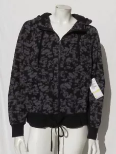 NEW ZELLA Nordstrom S M Black Gray Print Organic Cotton Hoodie Sweatshirt Jacket - Picture 1 of 6