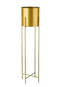 HowHomely Übertopf mit Blumenständer rund 95 cm gold Blumentopf Dekoration - Bild 1 von 7