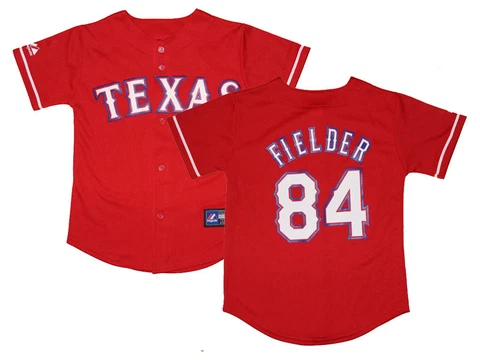 NWT Majestic Prince Fielder Texas Rangers Youth Red Alternate Jersey Cover