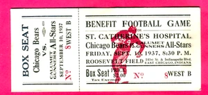 COOL/UNIQUE FOOTBALL FULL TICKET! 1937 BEARS VS. CALUMET GUNNERS-9/10/37 - Picture 1 of 1