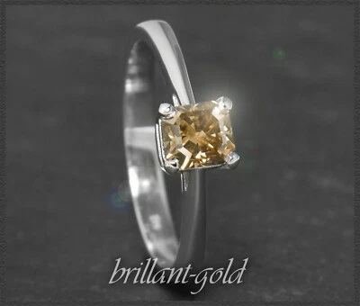 Diamant Ring mit 0,69ct in champager & VS2, Radiant-Schliff, 585 Weißgold - Bild 1 von 4