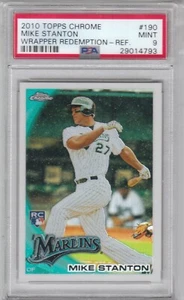 Tarjeta de novato 2010 Topps Chrome Wrapper RD Mike Stanton refractor #190 PSA 9 QTTY - Imagen 1 de 2