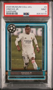 2020-21 Topps Museum Collection UCL Sapphire /75 Vinicius Junior  #9 PSA 9