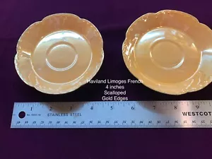 Antique Haviland Limoges French Saucer 4 inches Scalloped Gold Edges (2 Total) - Picture 1 of 3
