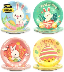 Easter Party Paper Plates, 48PCS Easter Disposable Paper Plates with 4 Style Eas - Picture 1 of 6