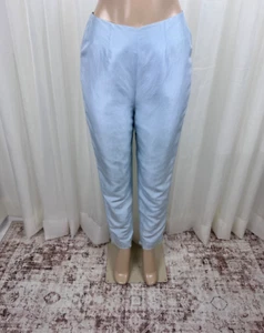 Damen Vintage Newport News Seide spitz zulaufendes Bein hohe Taille Hose blau Größe 10 - Bild 1 von 12