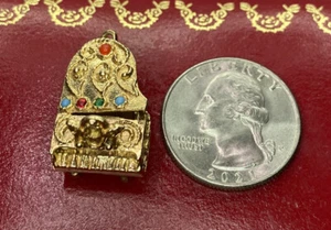 Vintage 14k Yellow Gold Piano Cabochon Music Musician 3D Antique Pendant Charm - Picture 1 of 15