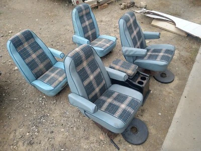International Scout II Midas Traveler Swivel Bucket Seats Blue - Image 1 of 4