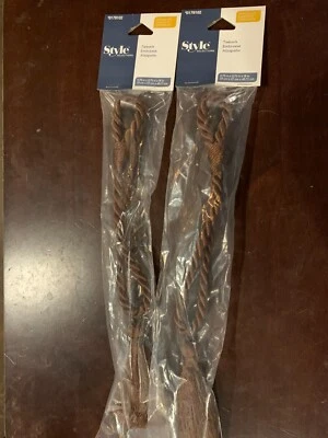 TIEBACK curtains chocolate Lot x2 Style Selections 0179102 NEW .75" x .75" x 18" - Image 1 of 3