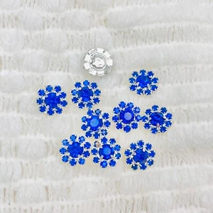 Blue rhinestone flat back buttons beds craft 10 pieces Size: 1mm - Picture 1 of 1