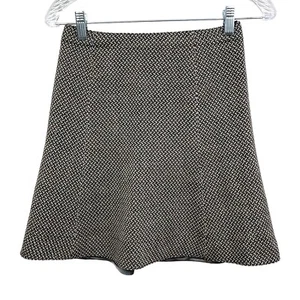 Emporio Armani Skirt A Line Virgin Wool Back Zip Black Beige Women Size 2 - Picture 1 of 6