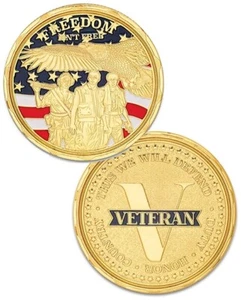 VETERAN Challenge Coin FREEDOM ISN'T FREE THIS WE WILL DEFEND DUTY HONOR COUNTRY - Picture 1 of 1