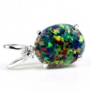 Colgante de plata esterlina 925, ópalo negro creado, SP022 - Imagen 1 de 4