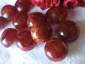 Lot 6 superbes boutons vintage rouge moucheté volume pied 2 cm ref 551 - Picture 1 of 2