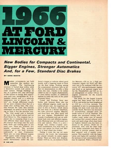 1966 FORD & LINCOLN-MERCURY ~ ORIGINAL 6-PAGE NEW CAR PREVIEW ARTICLE / AD - Imagen 1 de 1