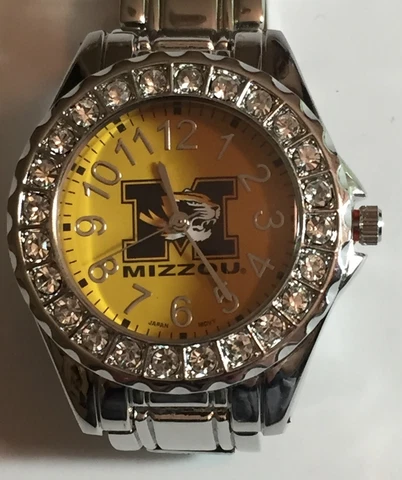 New Missouri Tigers Ladies Watch, Bracelet, Metal, Crystal, With Free Battery Cover