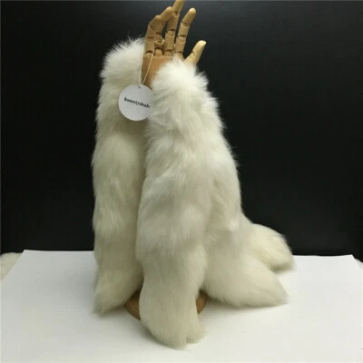 16" Natural Blanco Cola de Zorro Cola de Piel Real Llavero Bolso Dije Disfraz Juegos con disfraces Juguete Foto 1 de 4