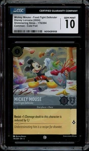 Lorcana CGC 10 Gem Mint Shimmering Common FOIL Mickey Mouse Food Fight Defender - Picture 1 of 2