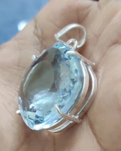 Maravilloso colgante 98,90 CT topacio color azul cielo forma cojín A+++ piedras preciosas - Imagen 1 de 6