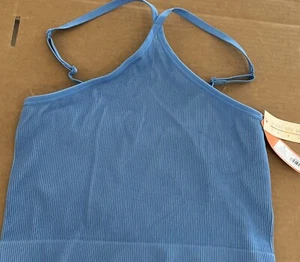 Top Brami Halter Colsie Mujer Talla L Grande Azul Acanalado Sin Costuras Espalda Cuadrada - Imagen 1 de 11