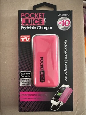 New Tzumi Pocket Juice 2200mAh Rechargeable Power Bank w/Included USB Cable Pink - Image 1 of 4