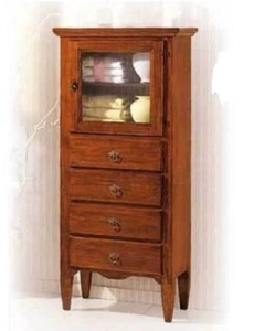 MOBILE VETRINA CON 4 CASSETTI IN LEGNO MASSELLO VARIE FINITURE x SOGGIORNO FE736 - Foto 1 di 2