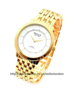 Omax Gents White Dial Watch, Gold Finish, Seiko (Japan) Movt. RRP £79.99 - Picture 1 of 1