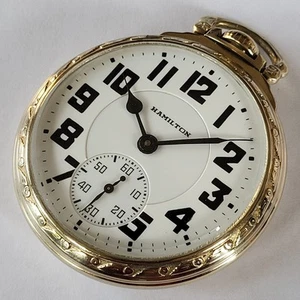 N63 MINTY 1945 21j 992B HAMILTION RAILROAD POCKET WATCH MODEL 11 CASE RUNS A+ ! - Picture 1 of 20