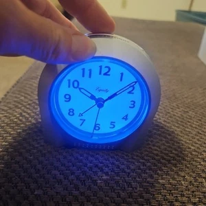 Equity by La Crosse Night Vision Silent Sweep Analog Alarm Clock Silver 4x4.25" - Picture 1 of 8