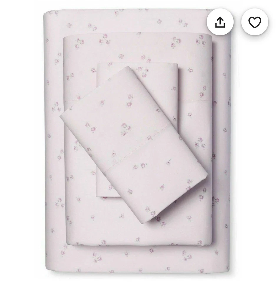 Rachel Ashwell Simply Shabby Chic Ditsy Rose Rosebuds On Pink Queen Sheet Set - Image 1 of 4