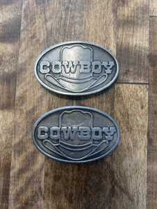VINTAGE Gürtelschnallen CAPT. HAWKS SKY PATROL COWBOYHUT HERREN 2er Set - Bild 1 von 7