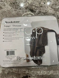 Brookstone NAP Throw Blanket  40” X 60” cream Satin Trim - Picture 1 of 8
