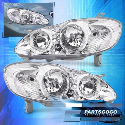 For 03-08 Toyota Corolla Replacement Driving Headlights Lamps Pair Chrome Clear Foto 1 de 4
