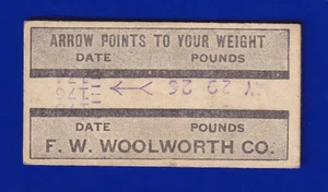 Tarjeta de máquina de pesas F. W. Woolworth 1926 sin pliegues - Imagen 1 de 2
