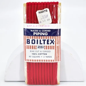 Vintage Coats & Clark Boiltex 128 Atom Red Biased & Corded Cotton Piping 3yds - Picture 1 of 2