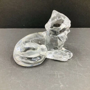 Art Glass CRYSTAL CAT Bohemia Czech Republic Clear Glass Figurine - Picture 1 of 5