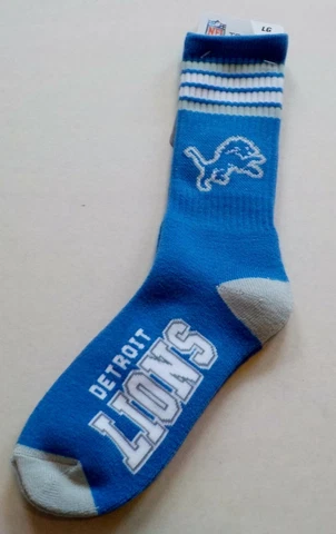 DETROIT LIONS NFL TEAM APPAREL MEN'S SOCKS LARGE 10-13  BLUE  ACRYLIC NWT Cover