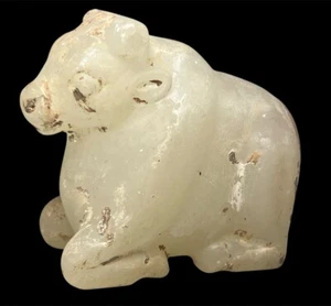 Antique Sculpture,soft Jade Stone Bull Statutes Central Asia Antique Ornament - Picture 1 of 13