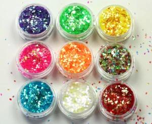 1mm Diamond  Nail Art Glitter Holographic translucent Glitter flakes festival UK - Picture 1 of 35