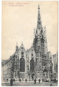 LILLE 59 Eglise St-Maurice CPA animée à dos vert non circulée vers 1920-30 - Imagen 1 de 2